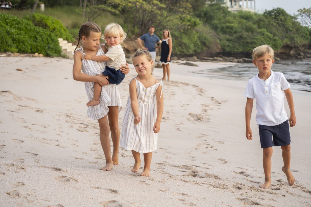 family on the beach, playa Rosada at Rancho Santana