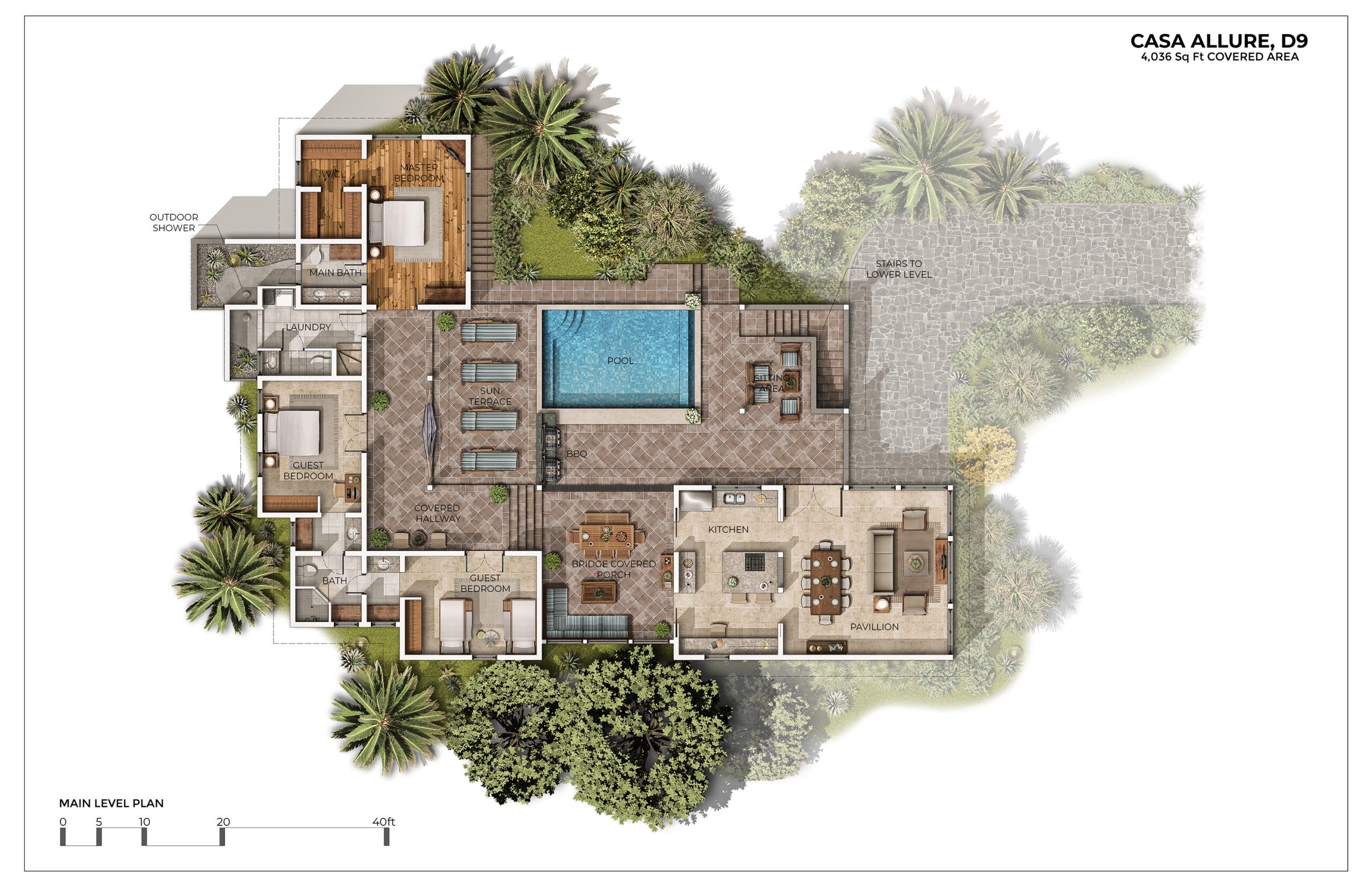 Overhead illustration of Casa Allure at Rancho Santana beach resort.