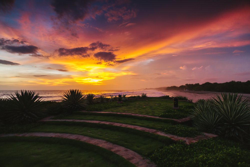 Sun setting on the Nicaragua beach resort, Rancho Santana Nicaragua