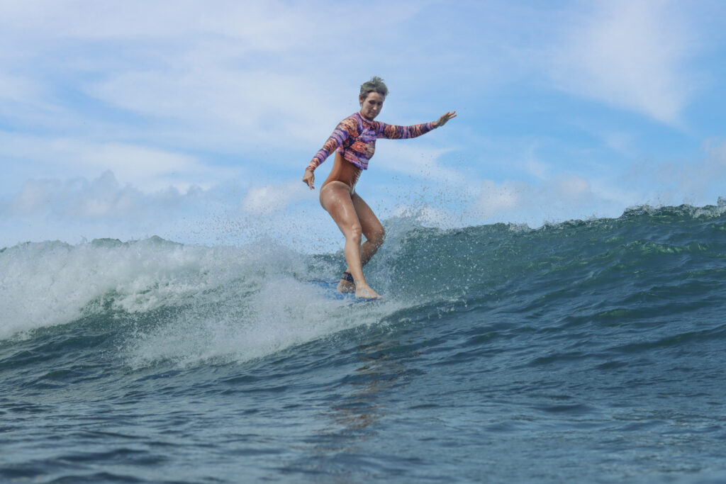 Kassia Meador surfing at Rancho santana