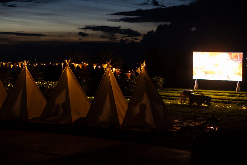 View the the monthly teepee movie night at Rancho Santana